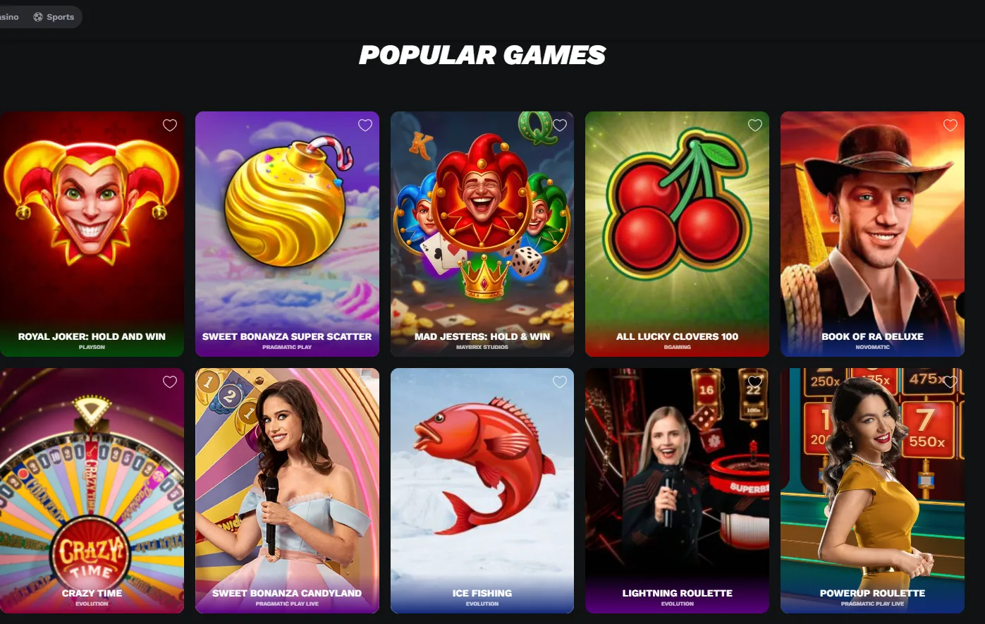 BetOnRed Casino popular games
